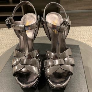 SOLD YSL Tribute Sandals in Gunmetal size 36.5